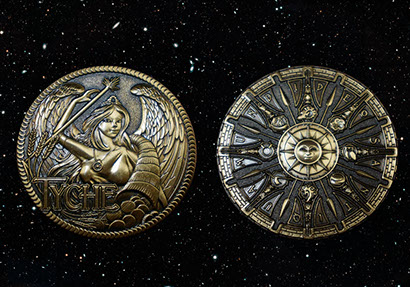 Tyché De la mythologie grecque, Tyche est la déesse du destin, de la fortune ou du mal et du hasard. pièce antique est dédiée à la déesse 